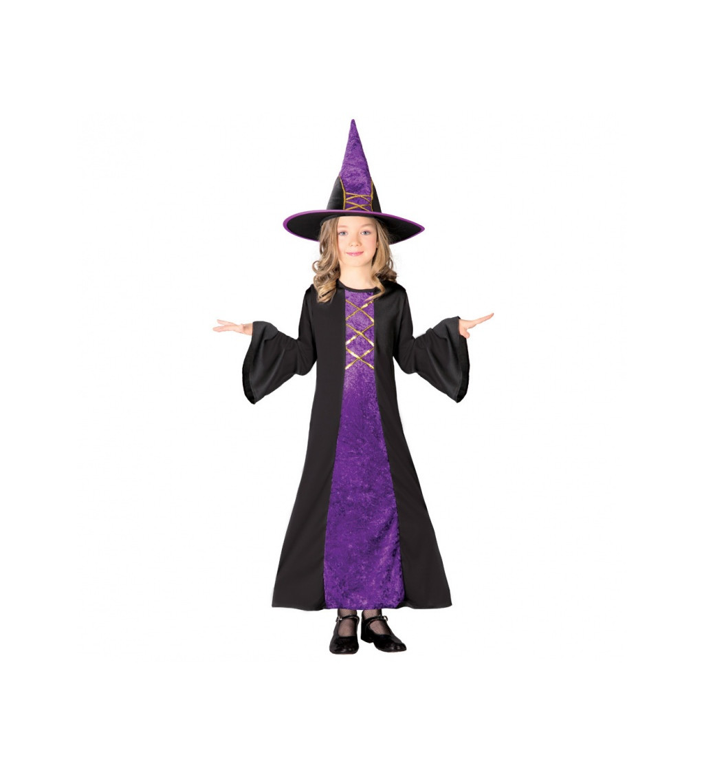 Dětský kostým halloween "Fialová čarodějnice"