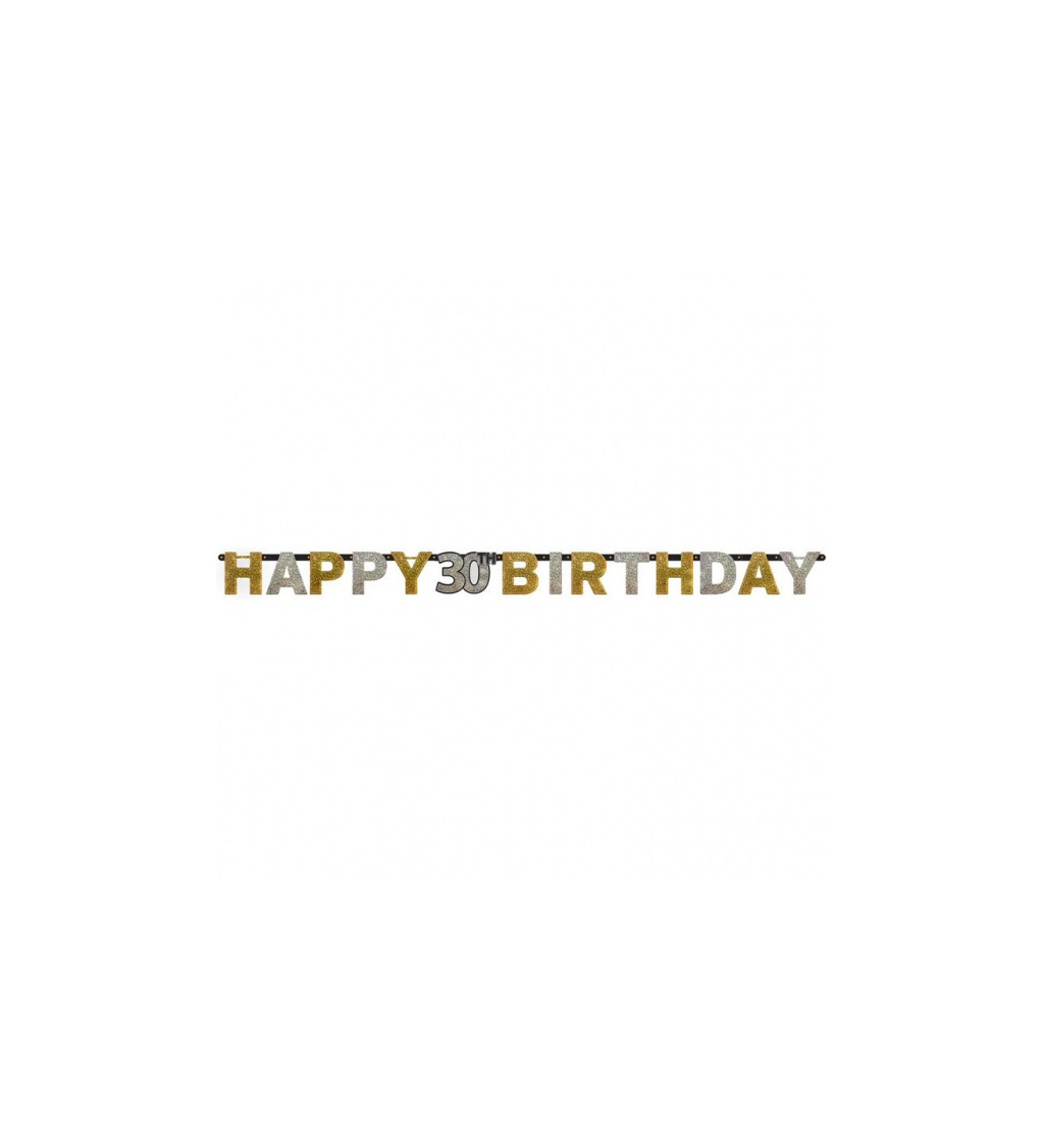 Girlanda - Happy Birthday 30 let, zlatá