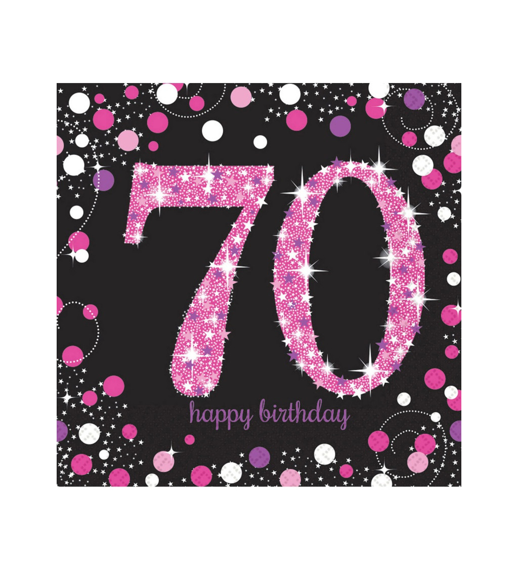 Ubrousky narozeninové - růžové číslo 70
