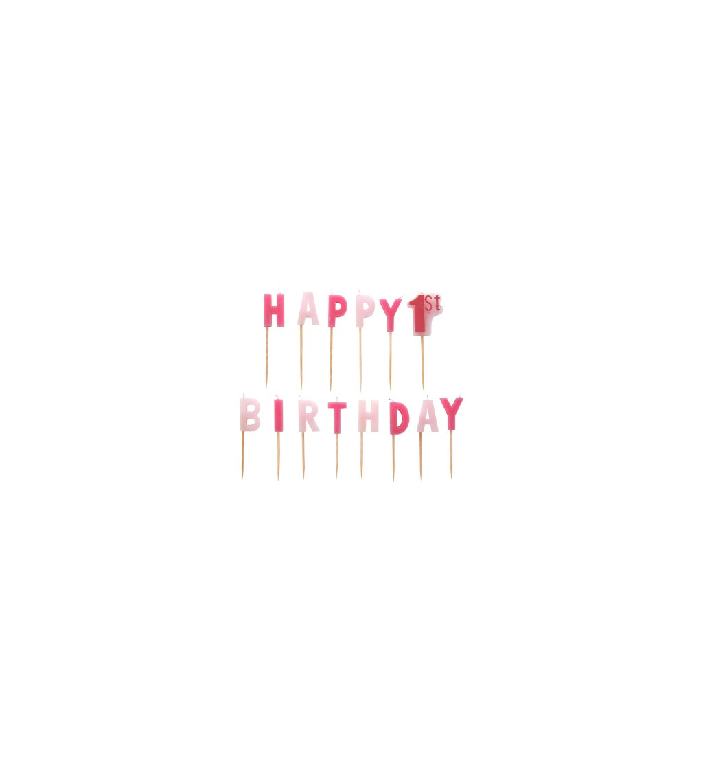 Svíčky růžové - Happy 1st birthday