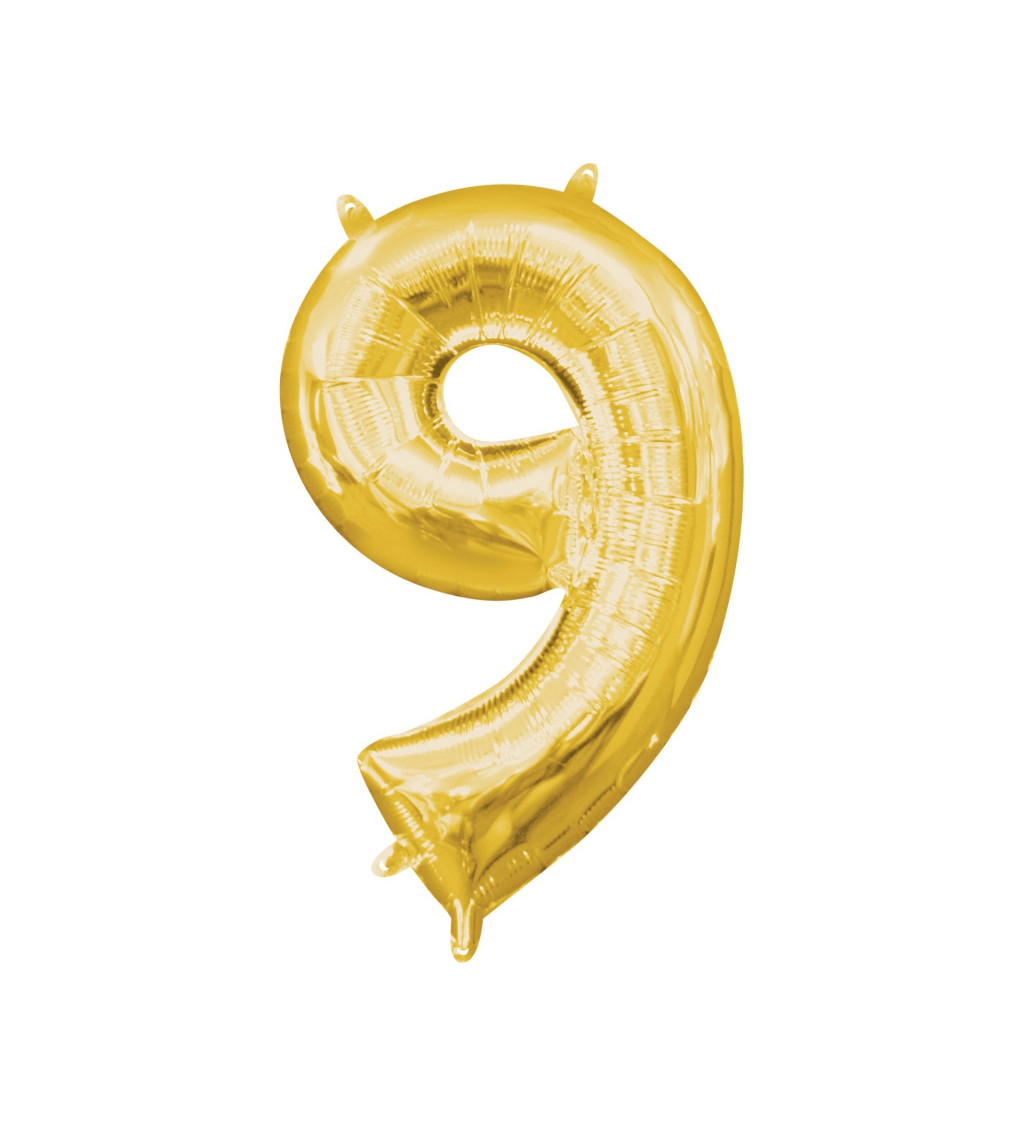 Číslo 9 - Zlatý mini fóliový balónek