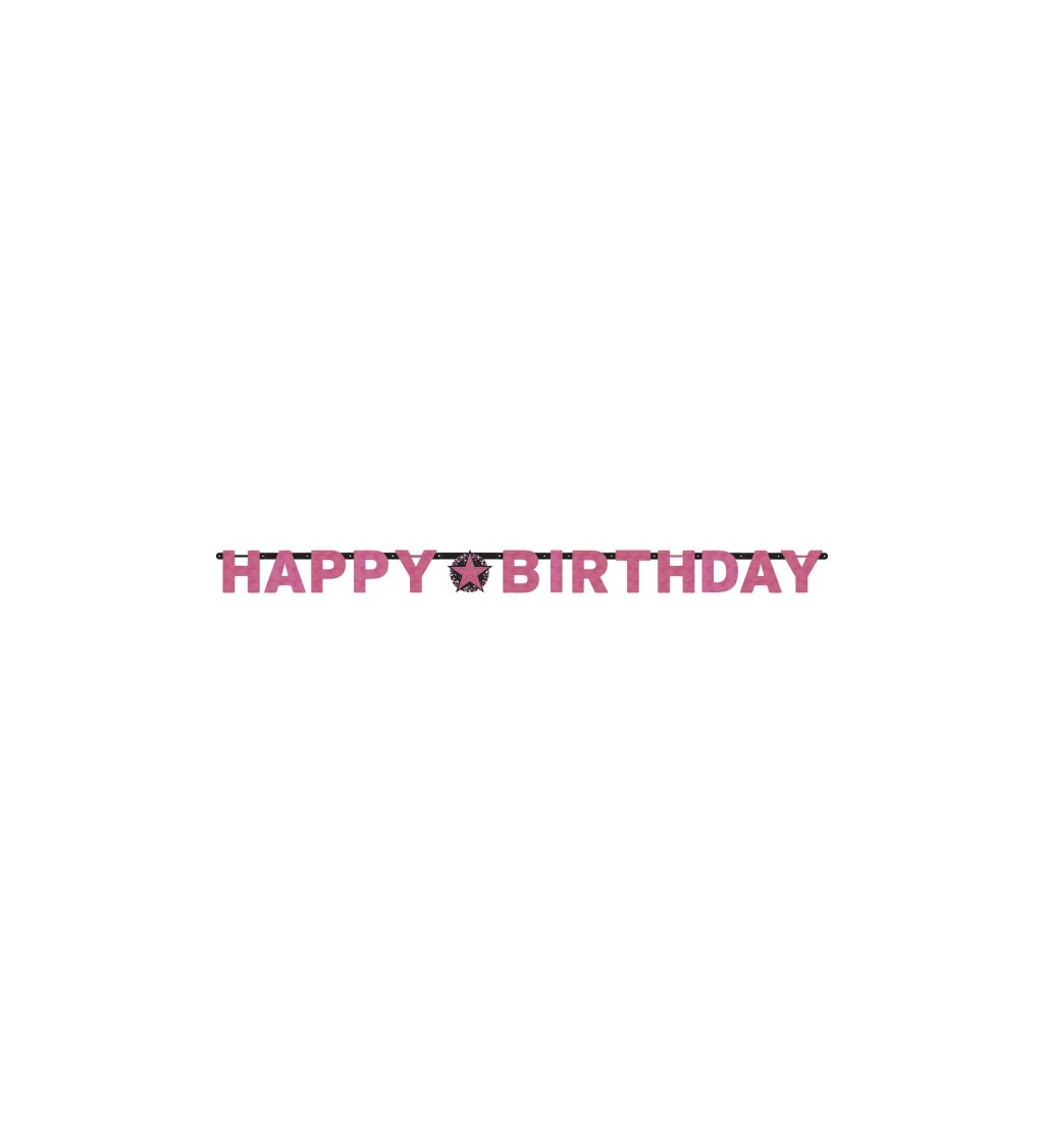 Girlanda - Happy Birthday, růžová