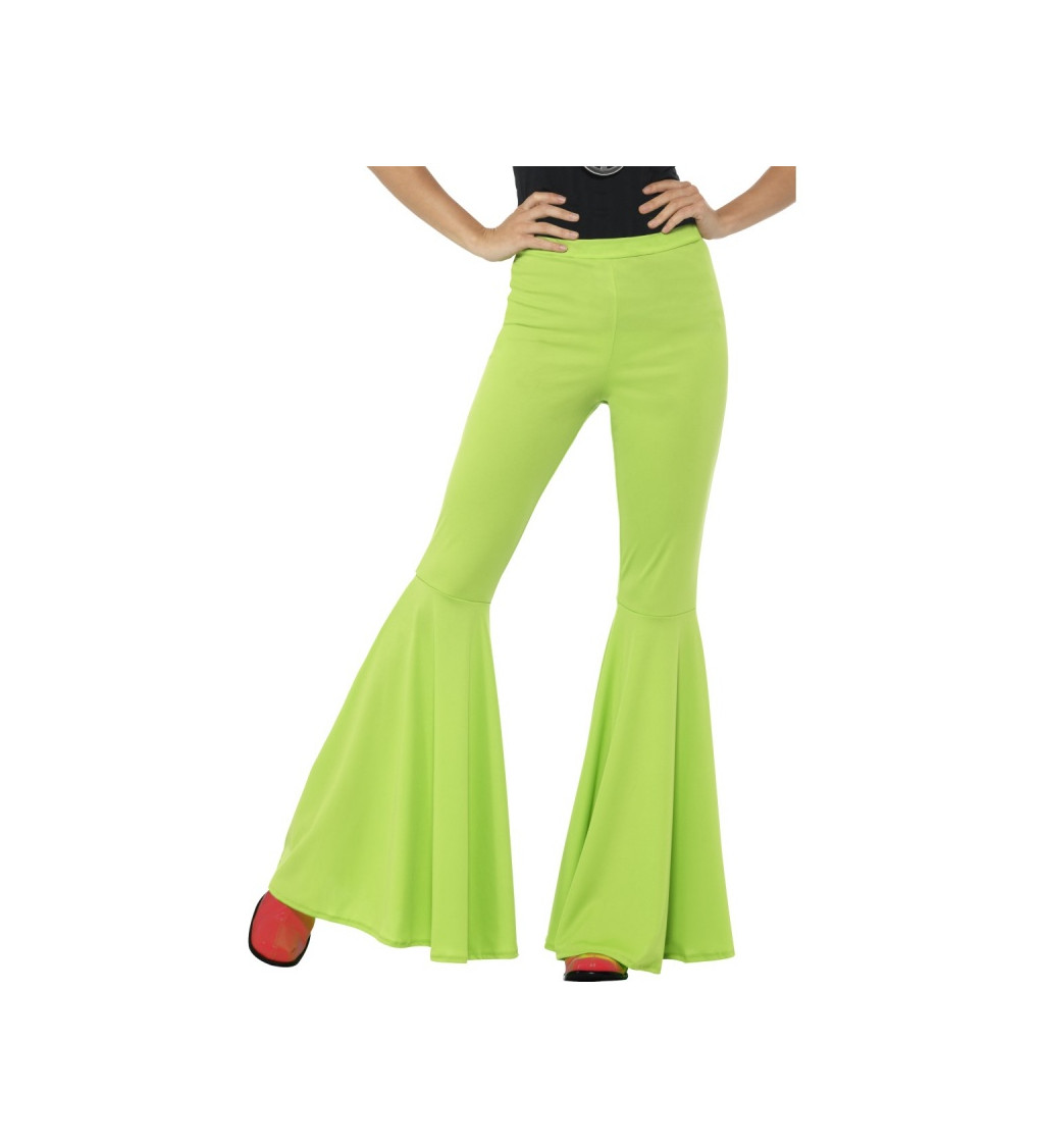 Damské kalhoty do zvonu - zelené