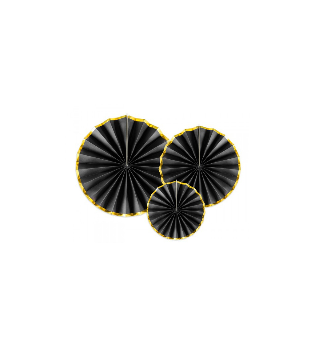 Dekorativní rozeta - černá se zlatým 3 ks