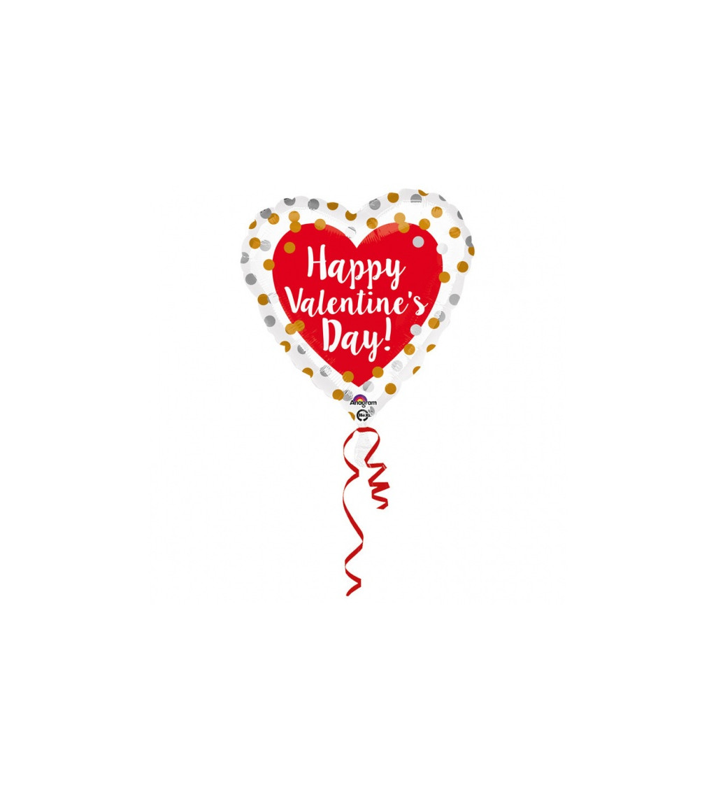 Fóliový balónek - srdce s nápisem "Happy Valentine´s Day!"