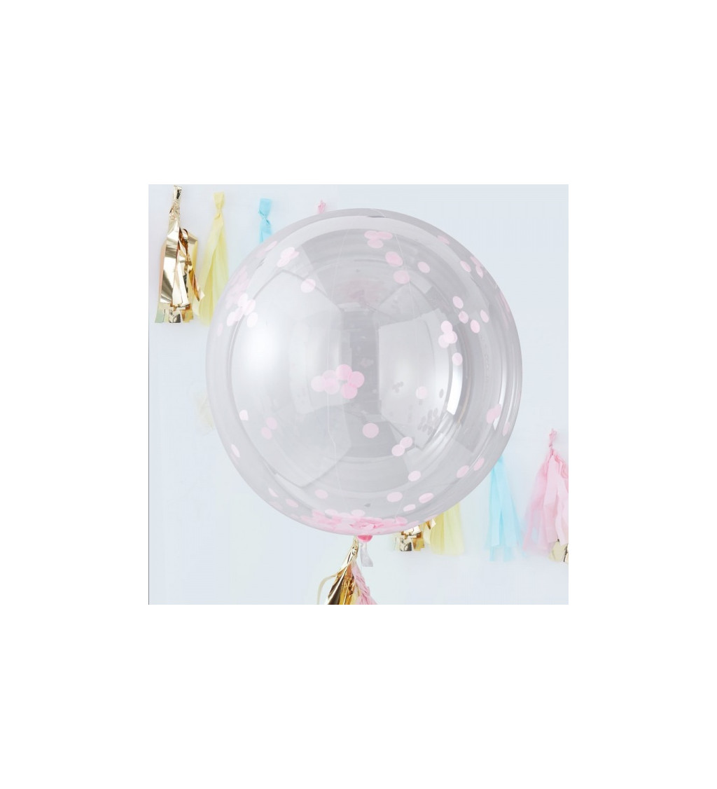 Balónek - velký s růžovými konfetami 3 ks