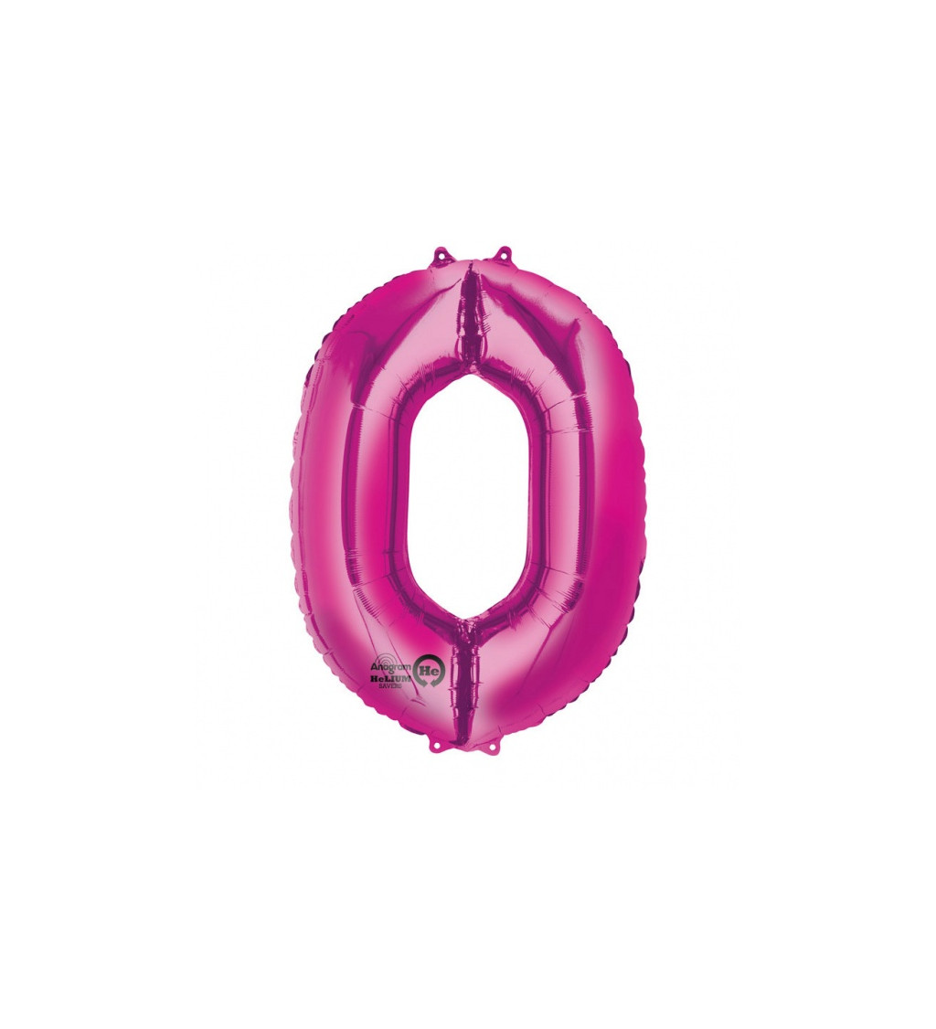 Fóliový balónek velký - růžové číslo 0