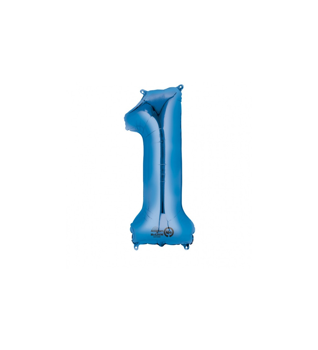 Fóliový balónek velký - modré číslo 1