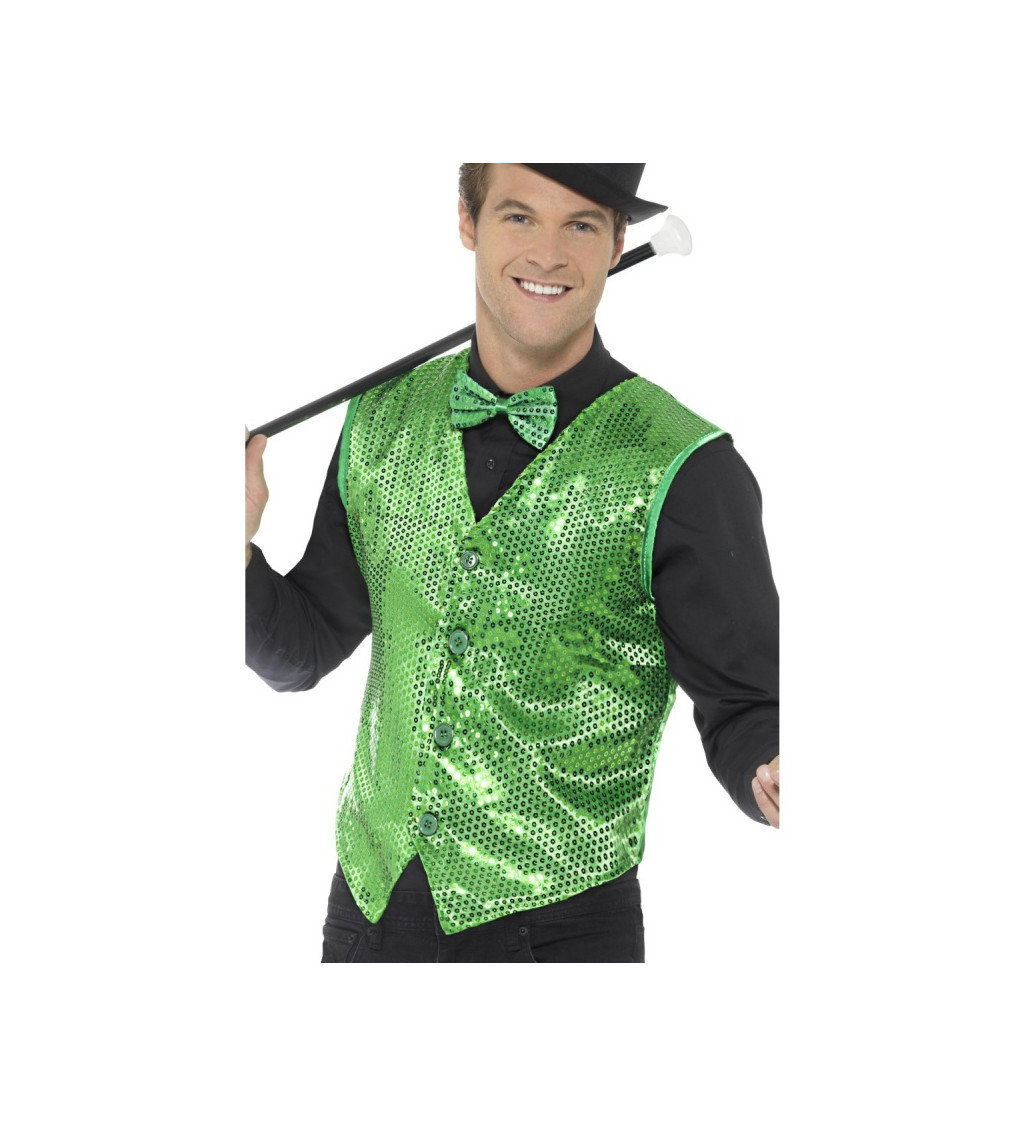 Třpytivá pánská vesta - zelená