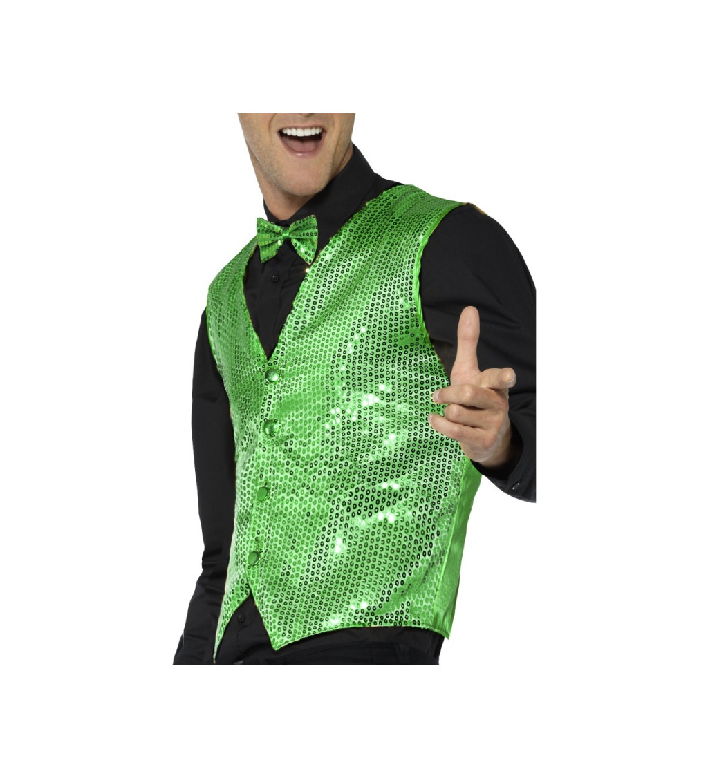 Třpytivá pánská vesta - zelená