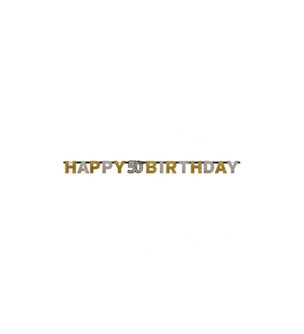 Girlanda - Happy Birthday 50 let, zlatá