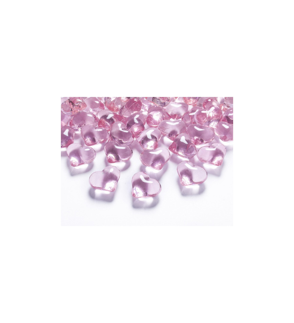 Dekorativní krystalky srdíčka - světle růžové