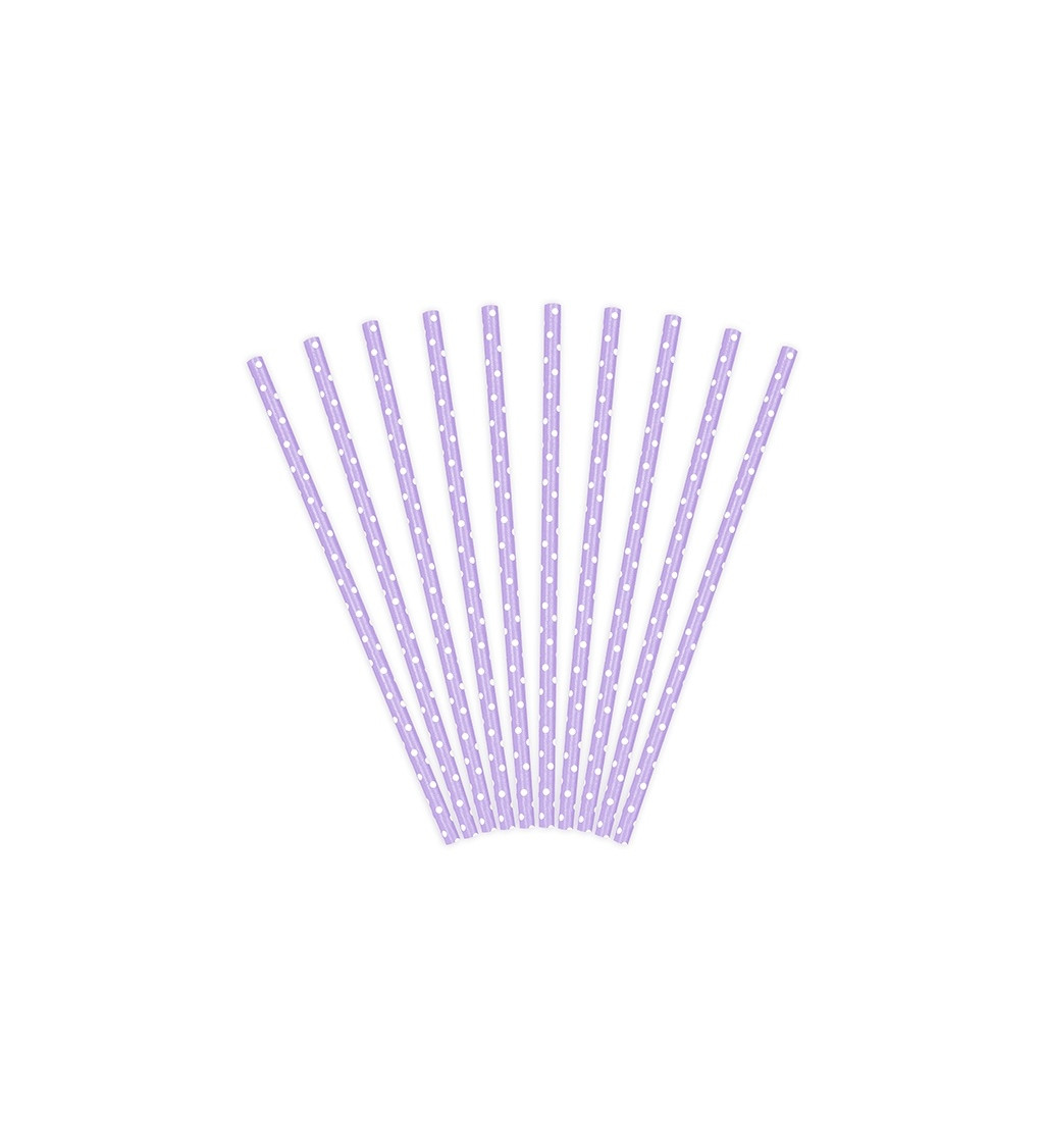 Brčka papírová s puntíky - lila fialová