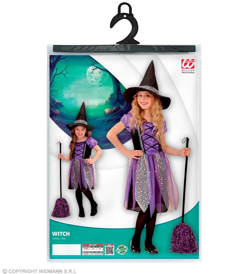 Fialová čarodějka - dívčí kostým