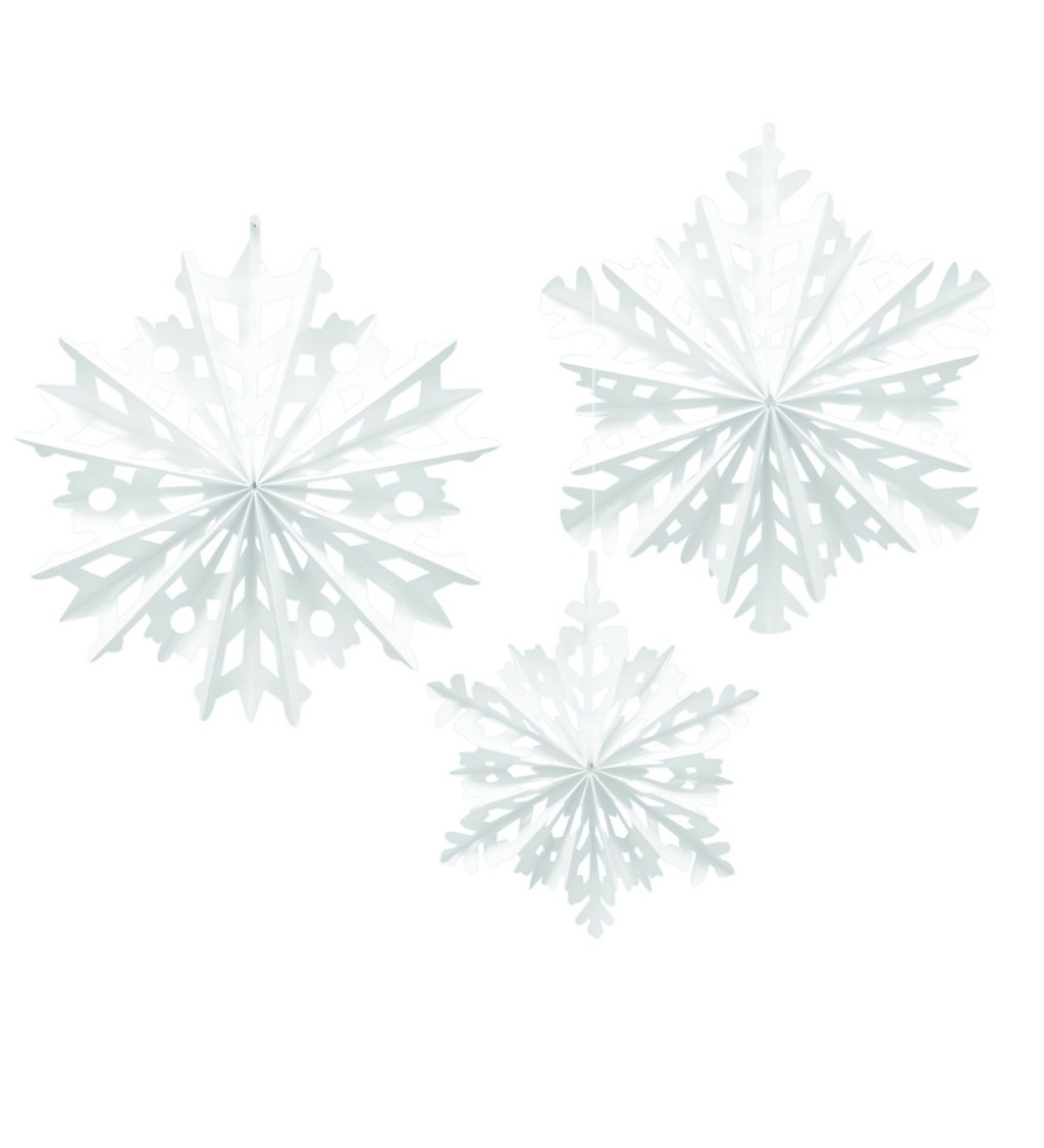 Dekorativní sněhové vločky - 3 ks