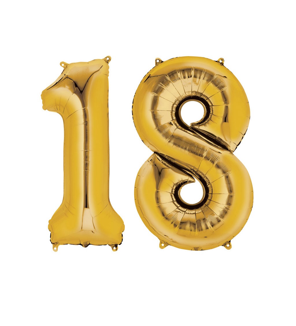 Balonek "18" - zlatý