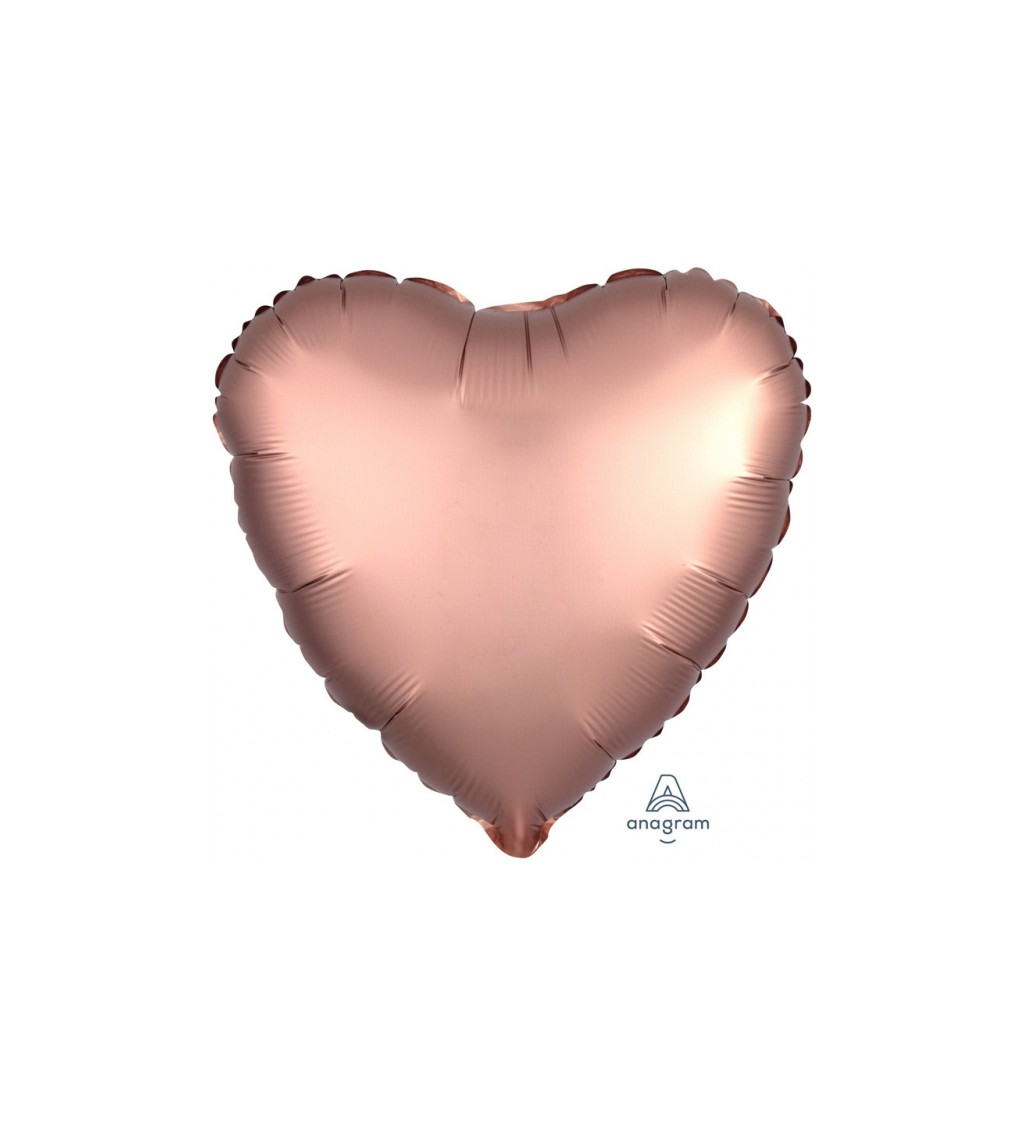 Fóliový balónek ve tvaru srdce - růžové zlato