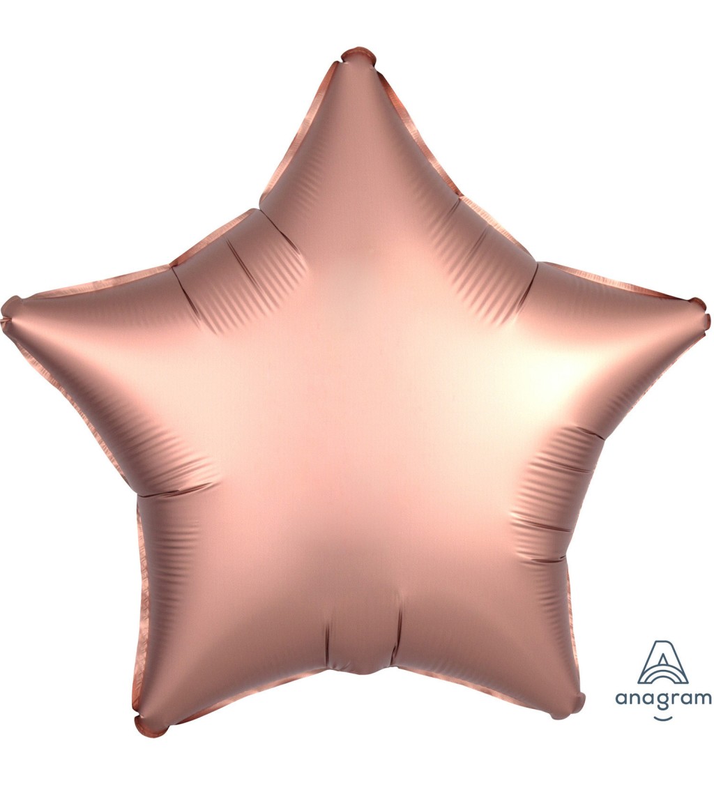 Fóliový balónek ve tvaru hvězdy - růžové zlato