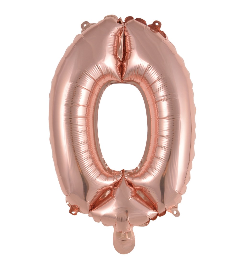 Mini fóliový balónek číslo 0 růžové zlato
