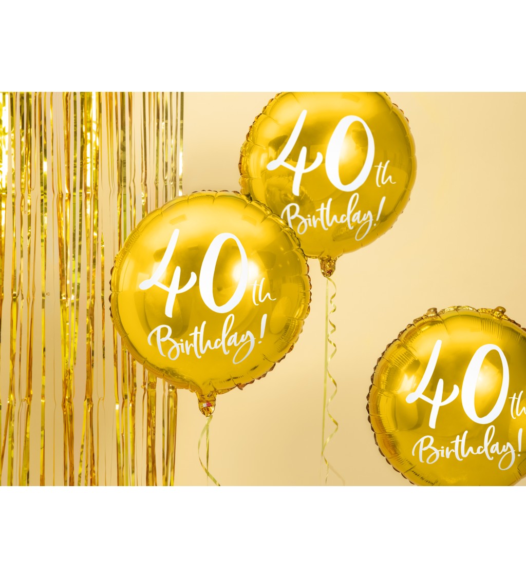 Foil Balloon 40th Birthday, gold, 45 cm