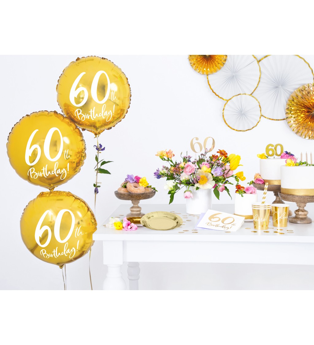 Zlatý fóliový balónek 60th Birthday