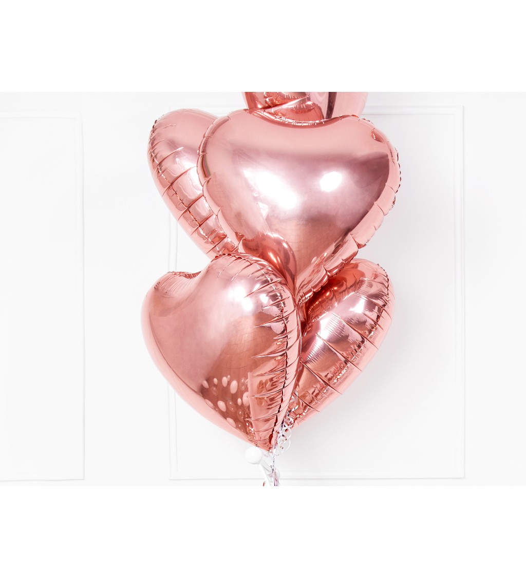 Fóliové metalické srdce - rose-gold balonek