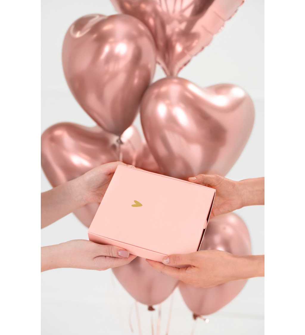 Fóliové metalické srdce - rose-gold balonek
