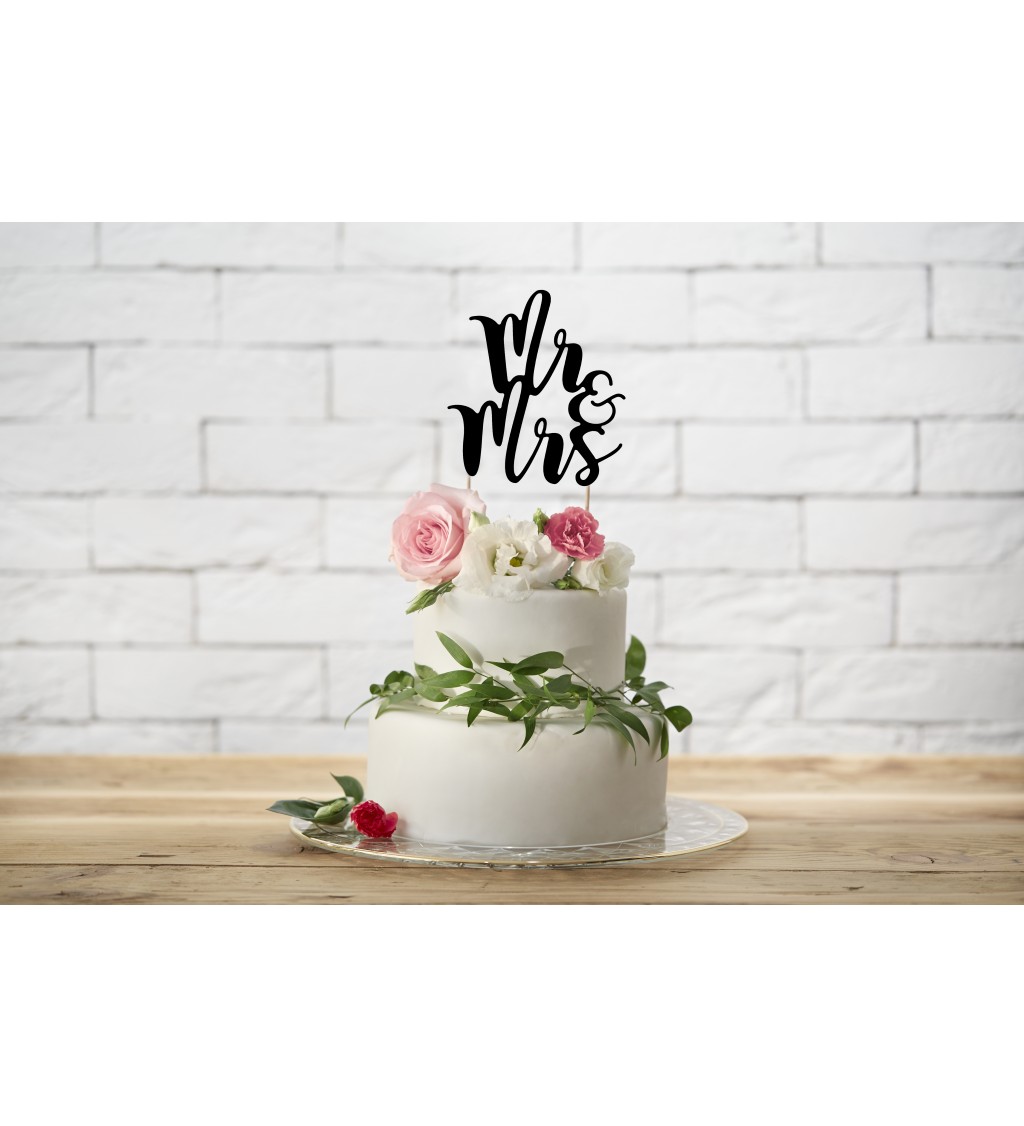 Ozdoba na svatební dort - Mr & Mrs černá