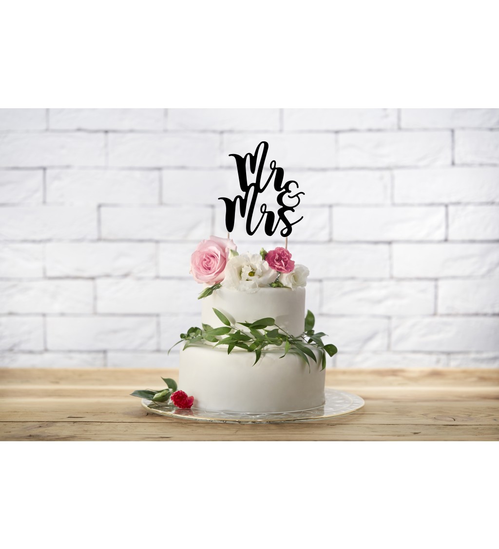 Ozdoba na svatební dort - Mr & Mrs černá