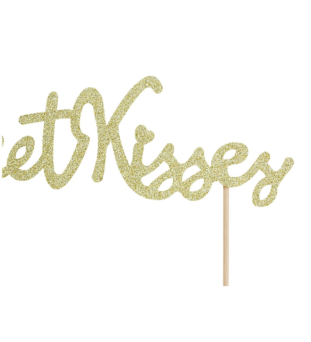 Ozdoba na dort - Sweet Kisses zlatá
