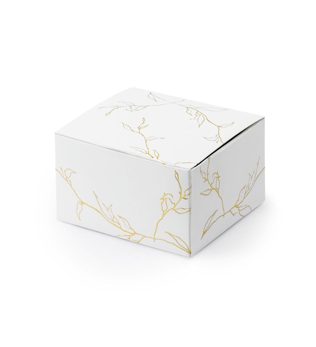 Dárková krabička bílá s větvičkami - 10 ks