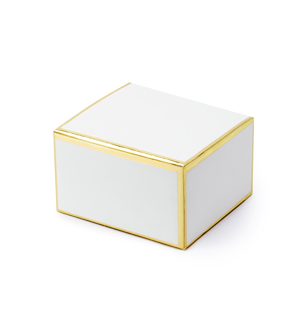 Dárková krabička bílá se zlatým lemem - 10 ks