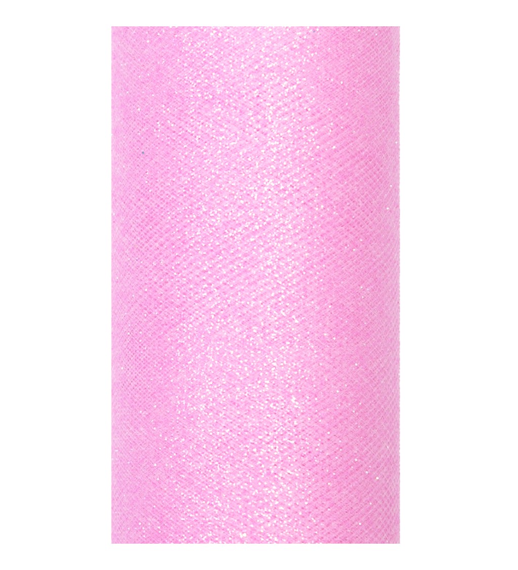 Dekorativní tyl - glitter růžová