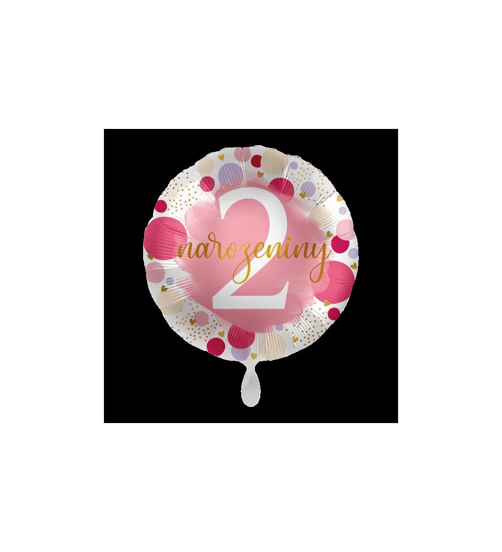Fóliový balonek 2. narozeniny růžový