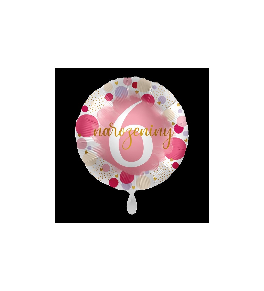 Fóliový balonek 6. narozeniny růžový