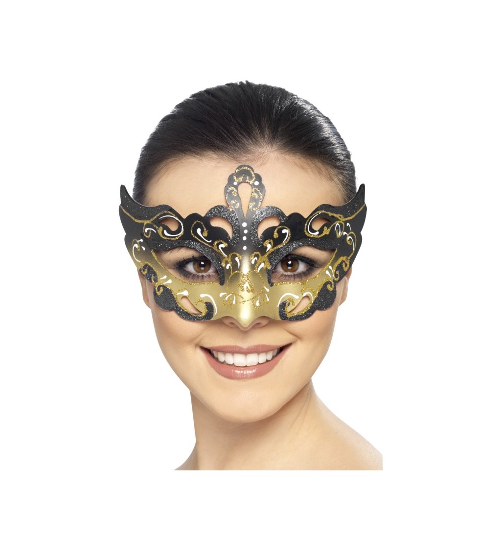 Benátská maska - černozlatá