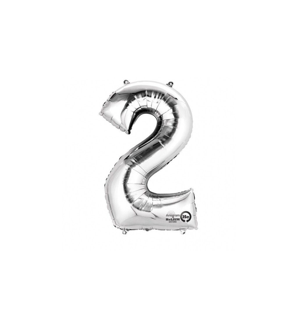 Balonek "2" - stříbrný