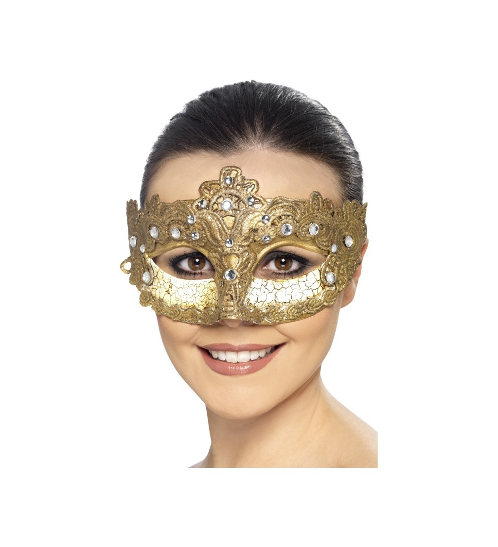 Benátská maska Kráska - zlatá
