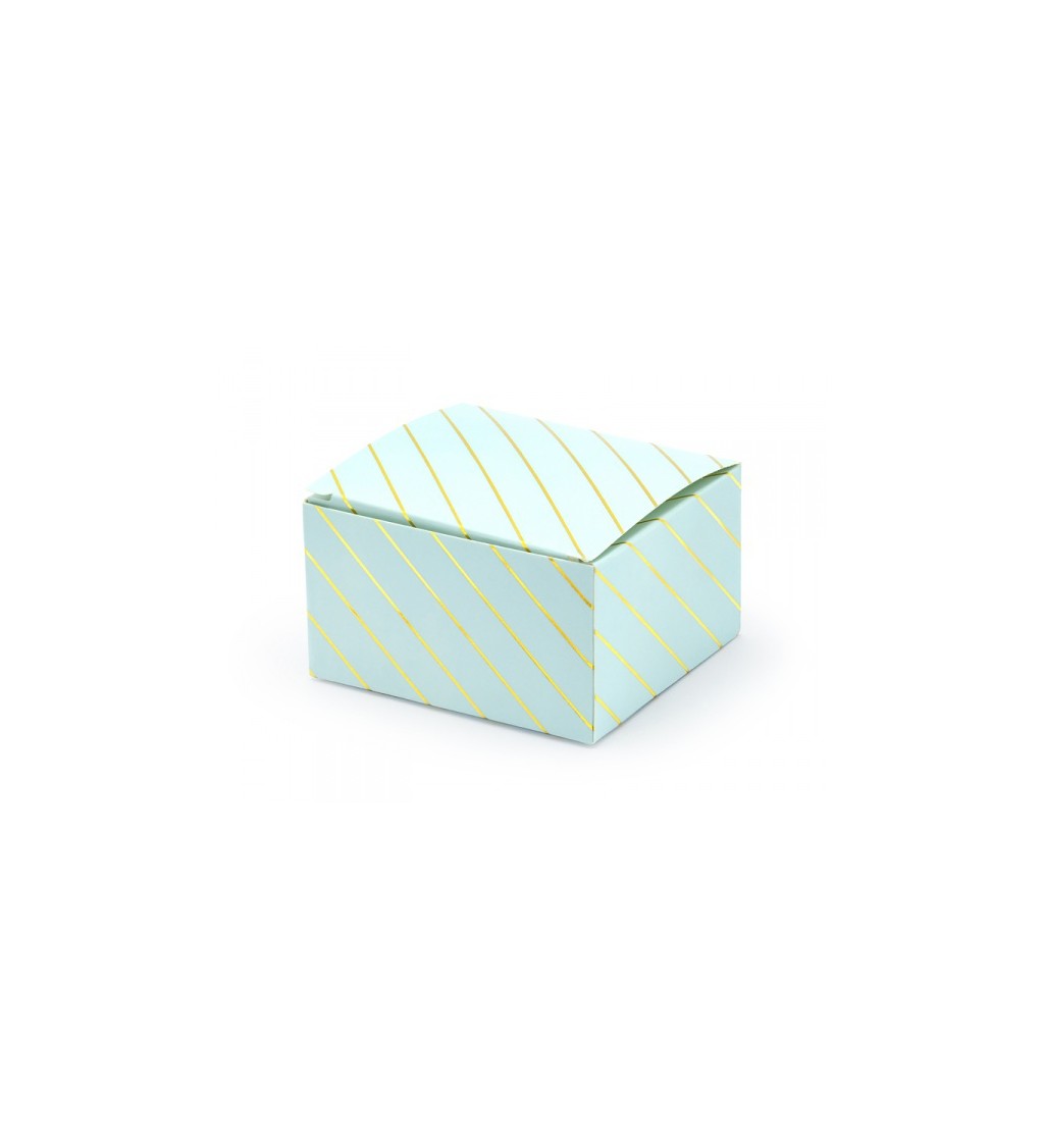 Dárková krabička modrá s proužky - 10 ks