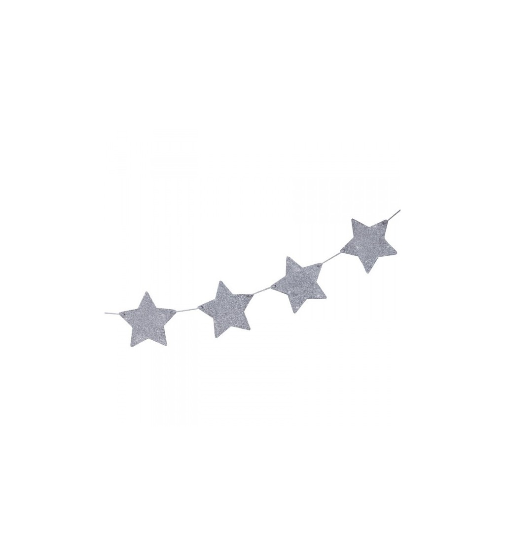 Girlanda - stříbrné metalické hvězdičky