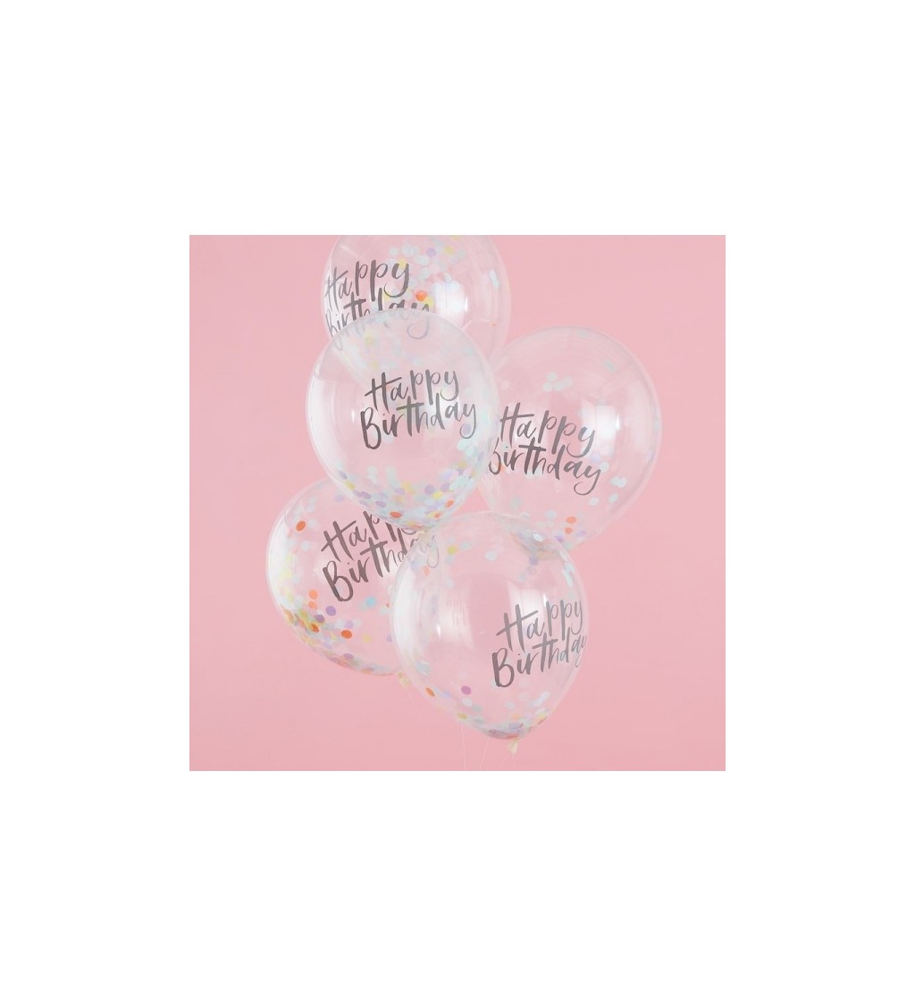 Balónky - Happy Birthday 5 ks, barevné II