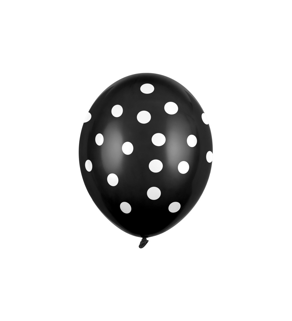 Balonek - černý s bílými puntíky 6 ks