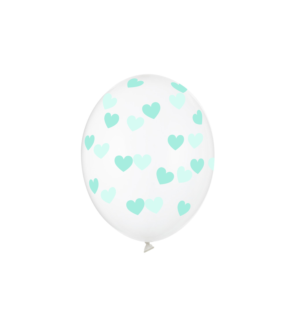 Balónek průhledný - mintová srdíčka