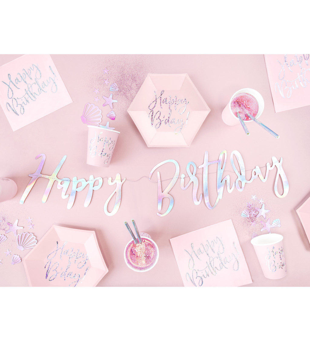 Kelímky - papírové, růžové - Happy Birthday