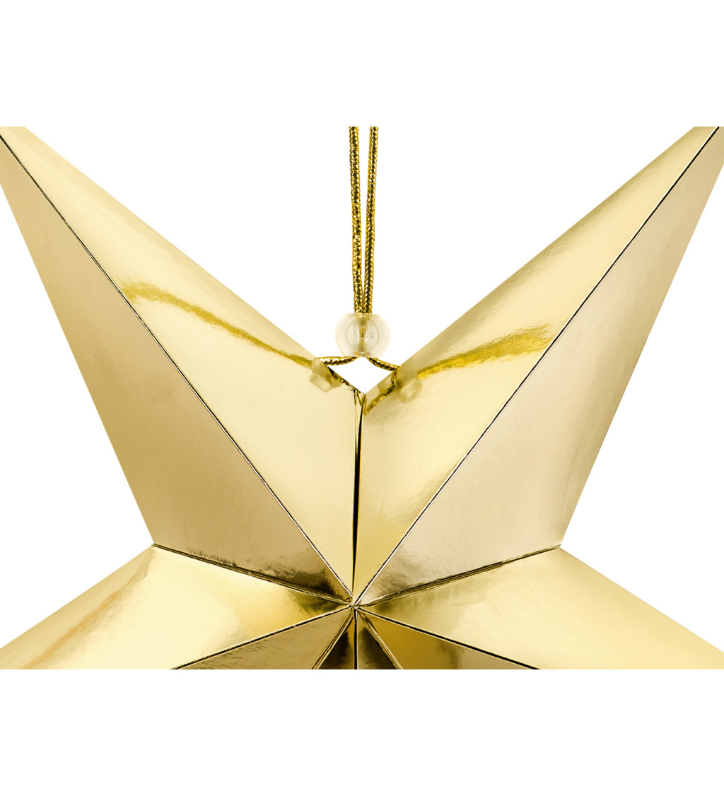 Dekorace - hvězdička zlatá 45 cm