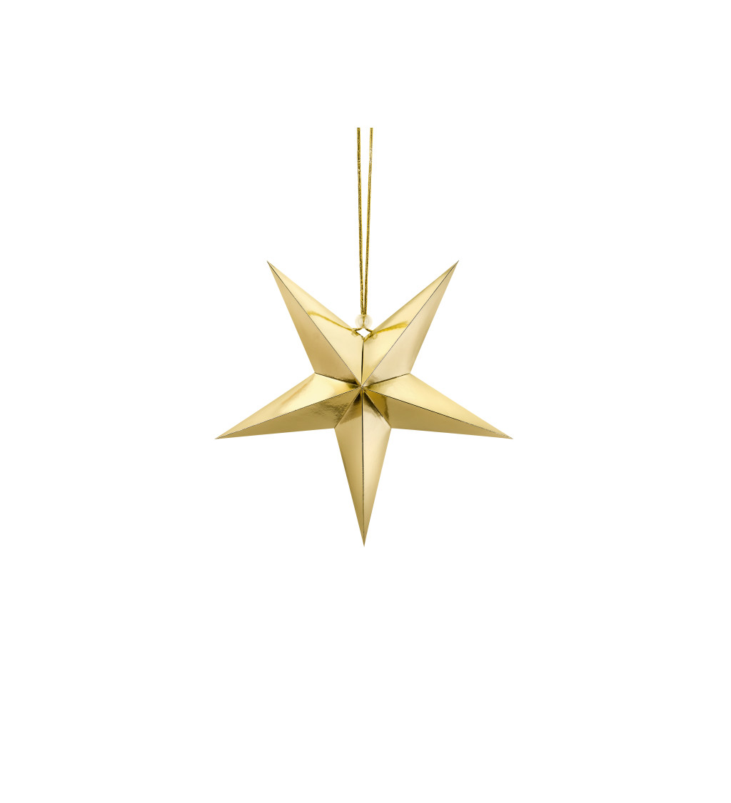 Dekorace - hvězdička zlatá 30 cm