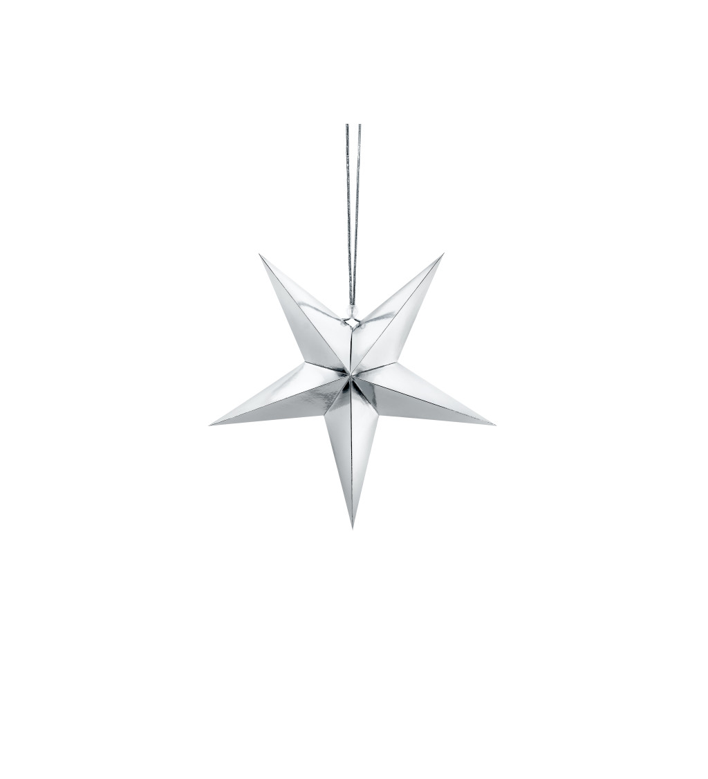 Dekorace - hvězdička stříbrná 30 cm