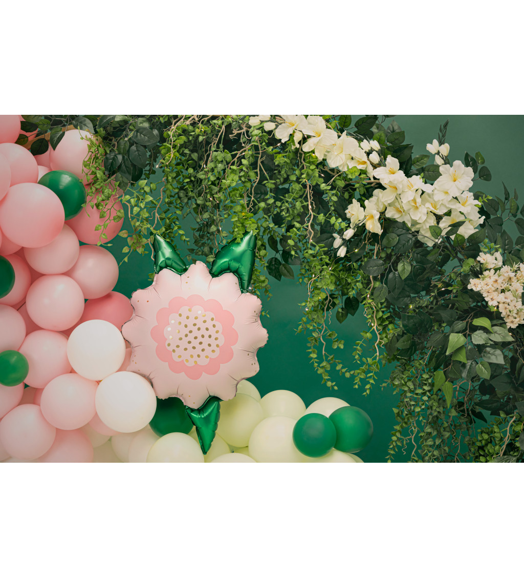 Fóliový balónek - růžová květinka