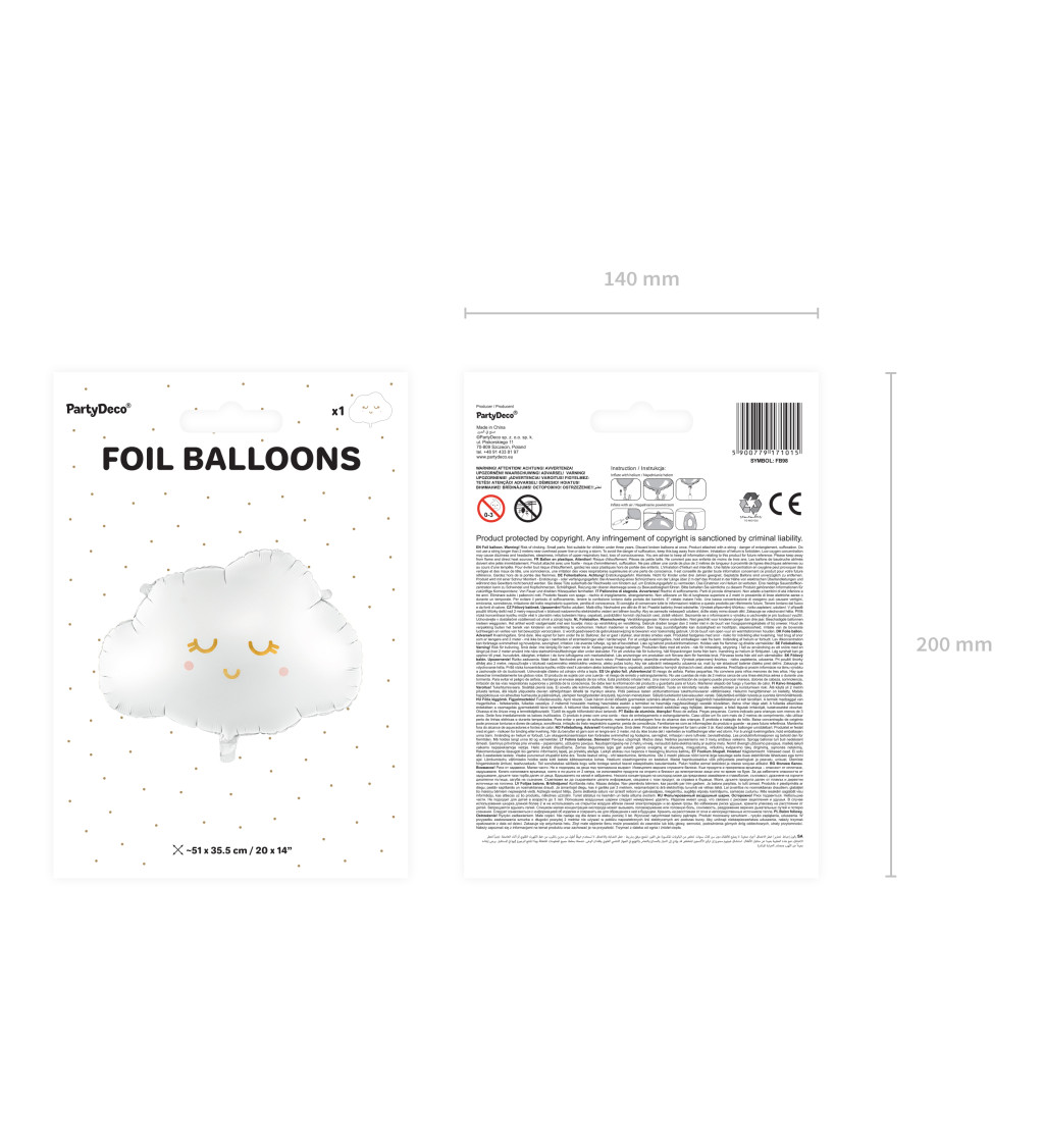 Fóliový balónek - bílý mráček