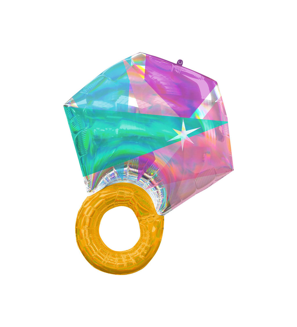 Fóliový balónek duhový diamantový prsten